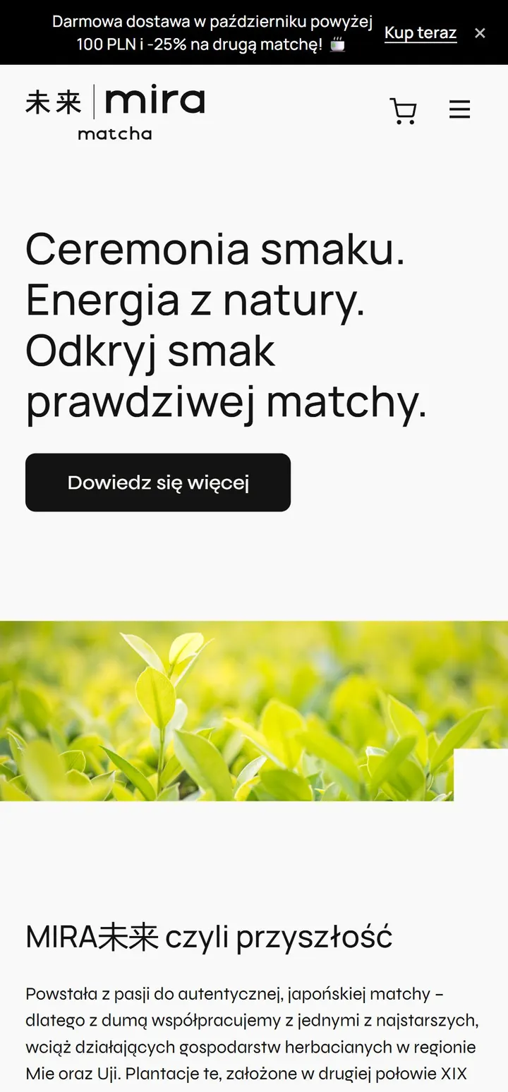 Strona MiraMatcha na telefonie